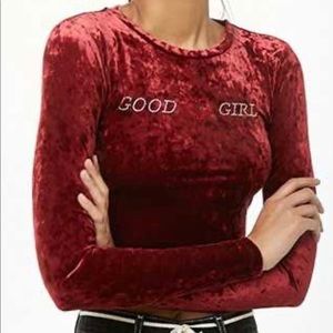 Forever 21 velvet good girl crop top